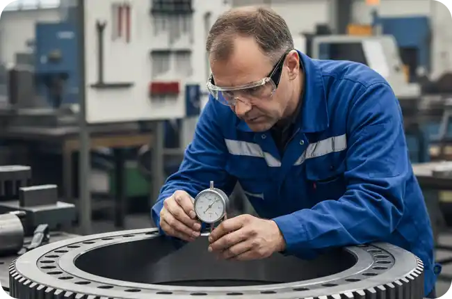 Inspection of axial and radial clearance in slewing bearings